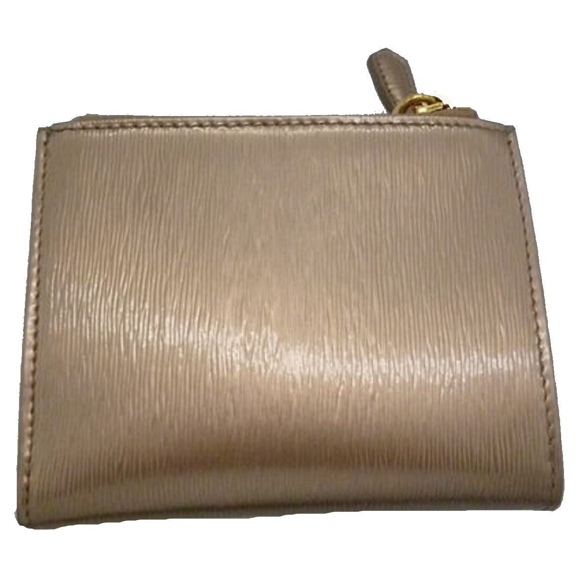 Prada Womens Metallic Rose Gold Zip Snap Vitello Move Leather Wallet 1ML024