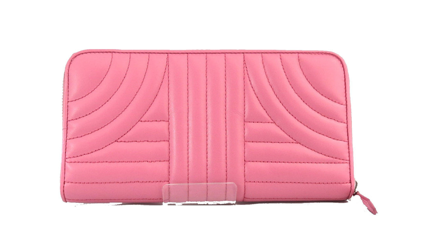 Prada Womens Pelle Tu Zip Wallet Pink Begonia Soft Quilted Calf Leather 1ML506