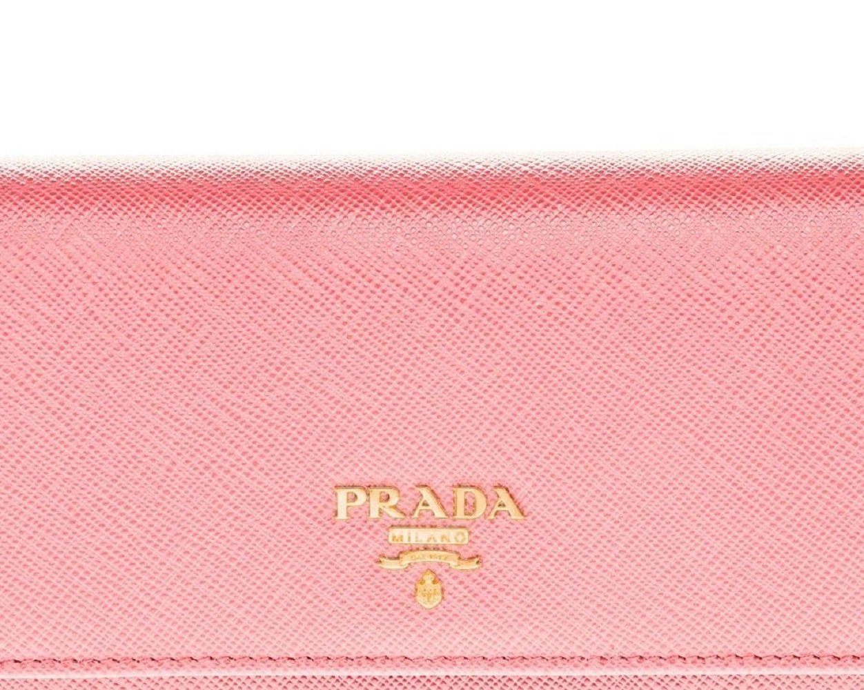 Prada Womens Pink Saffiano Leather Metal Snap Continental Wallet 1MH132