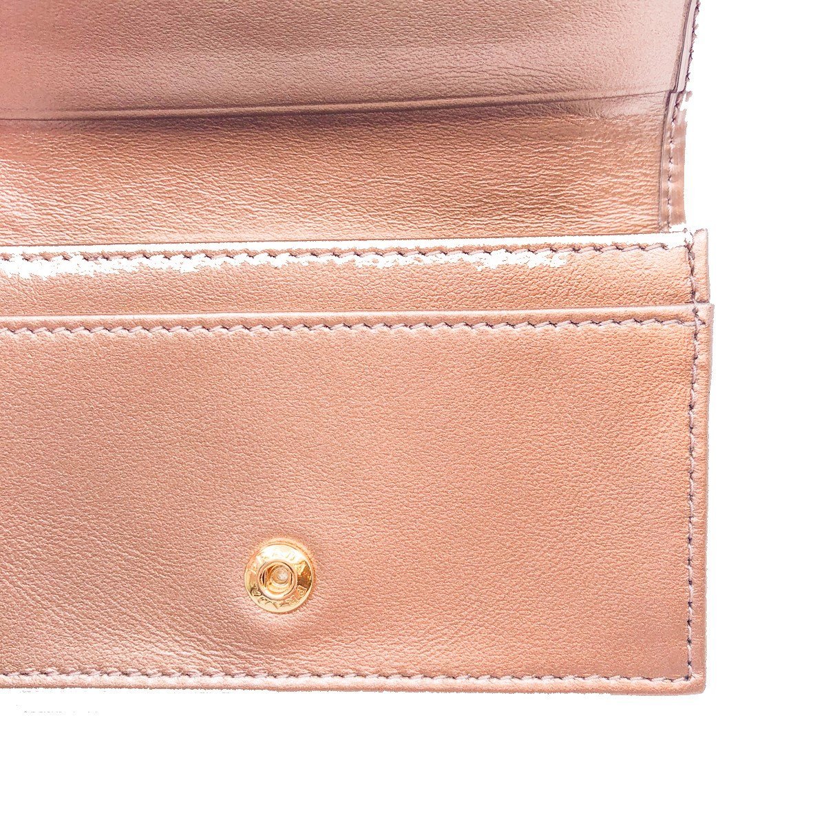 Prada Womens Vitello Move Metallic Gold Leather Card Case Wallet 1MC122