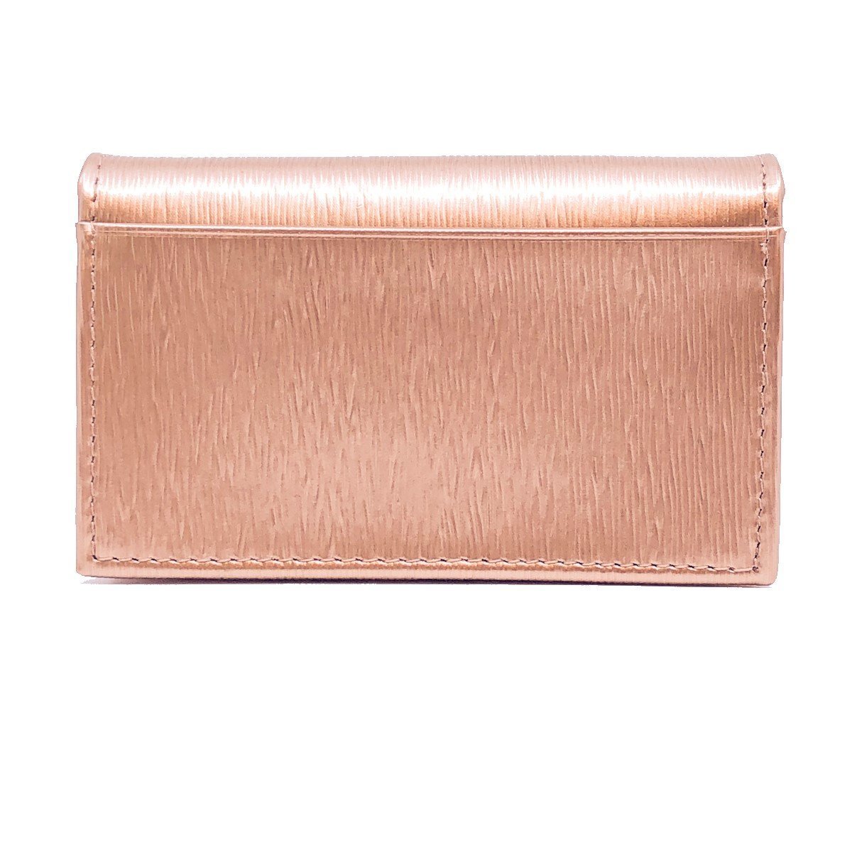 Prada Womens Vitello Move Metallic Gold Leather Card Case Wallet 1MC122