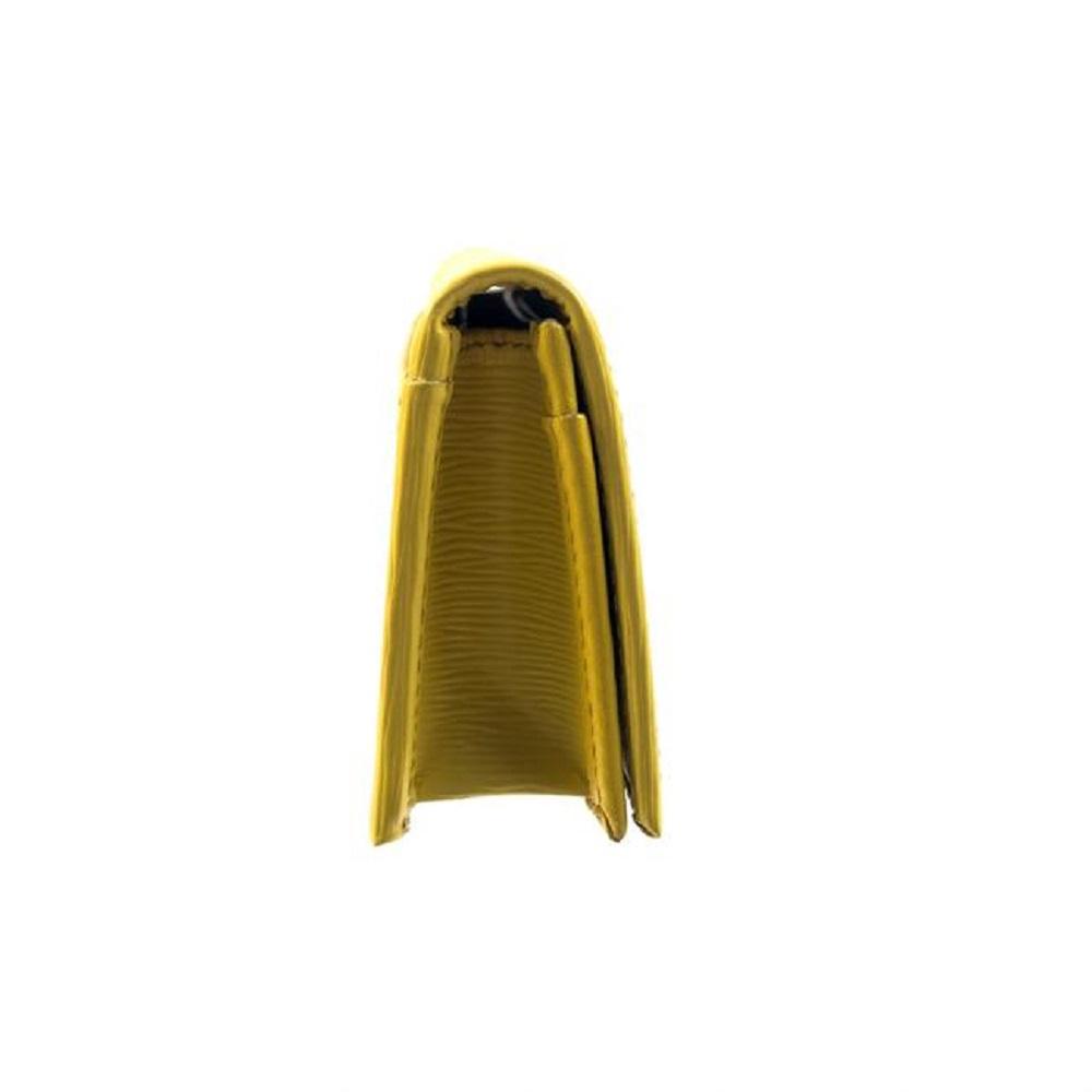 Prada Womens Vitello Move Sole Yellow Leather Card Case Wallet