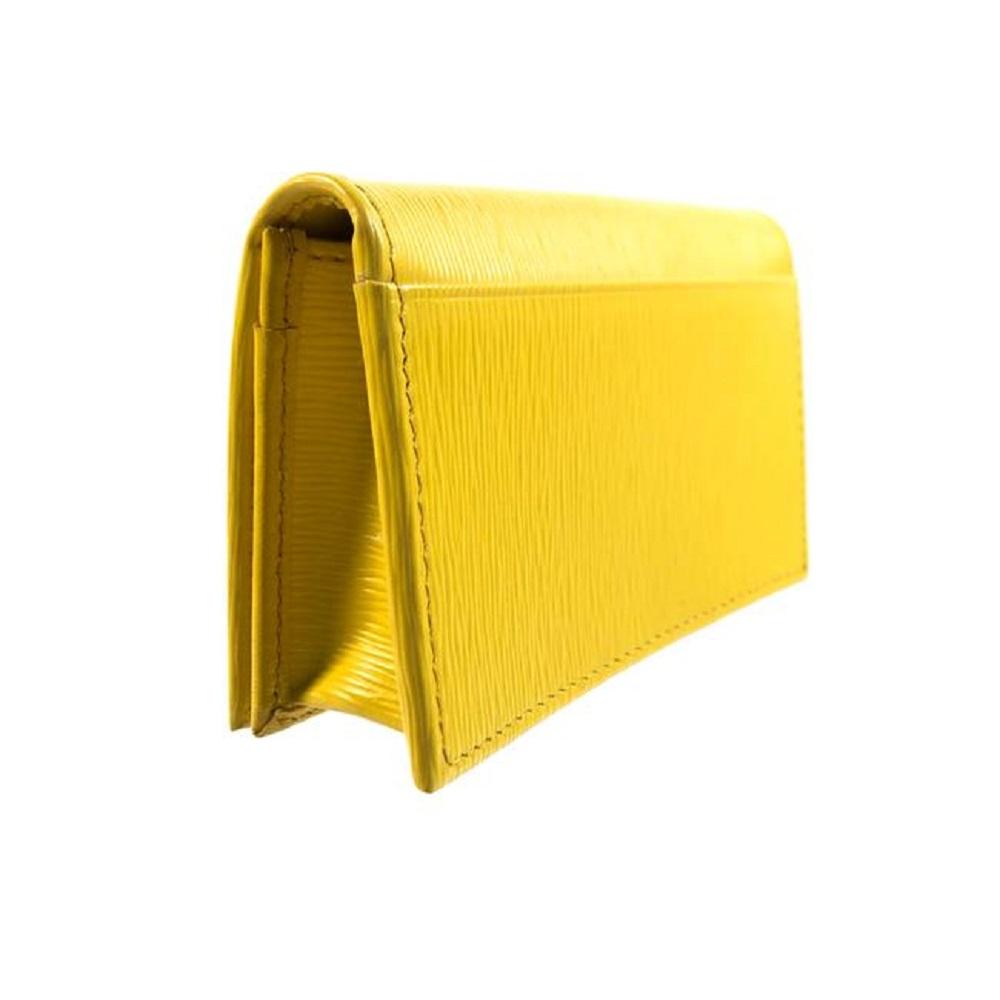Prada Womens Vitello Move Sole Yellow Leather Card Case Wallet