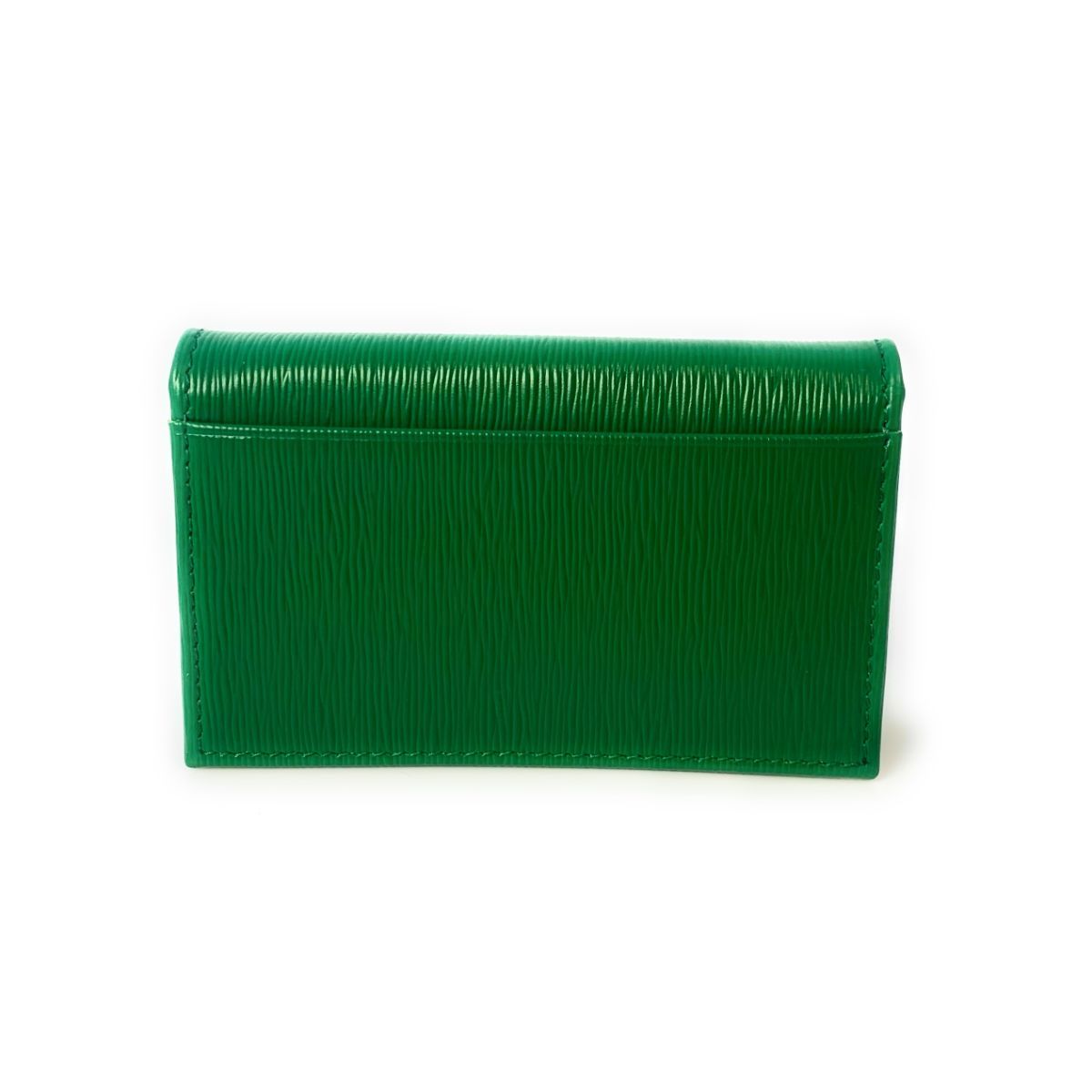 Prada Womens Vitello Move Verde Green Leather Card Case Wallet 1MC122