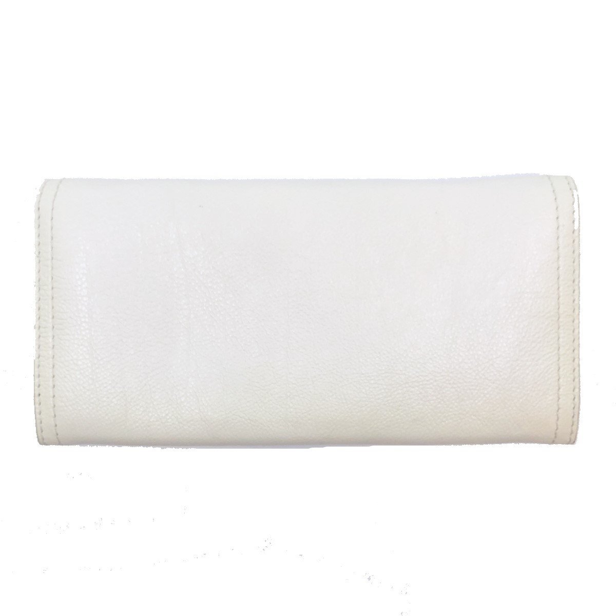 Prada Womens White Glace Calf City Pebbled Leather ID Tag Long Snap Wallet