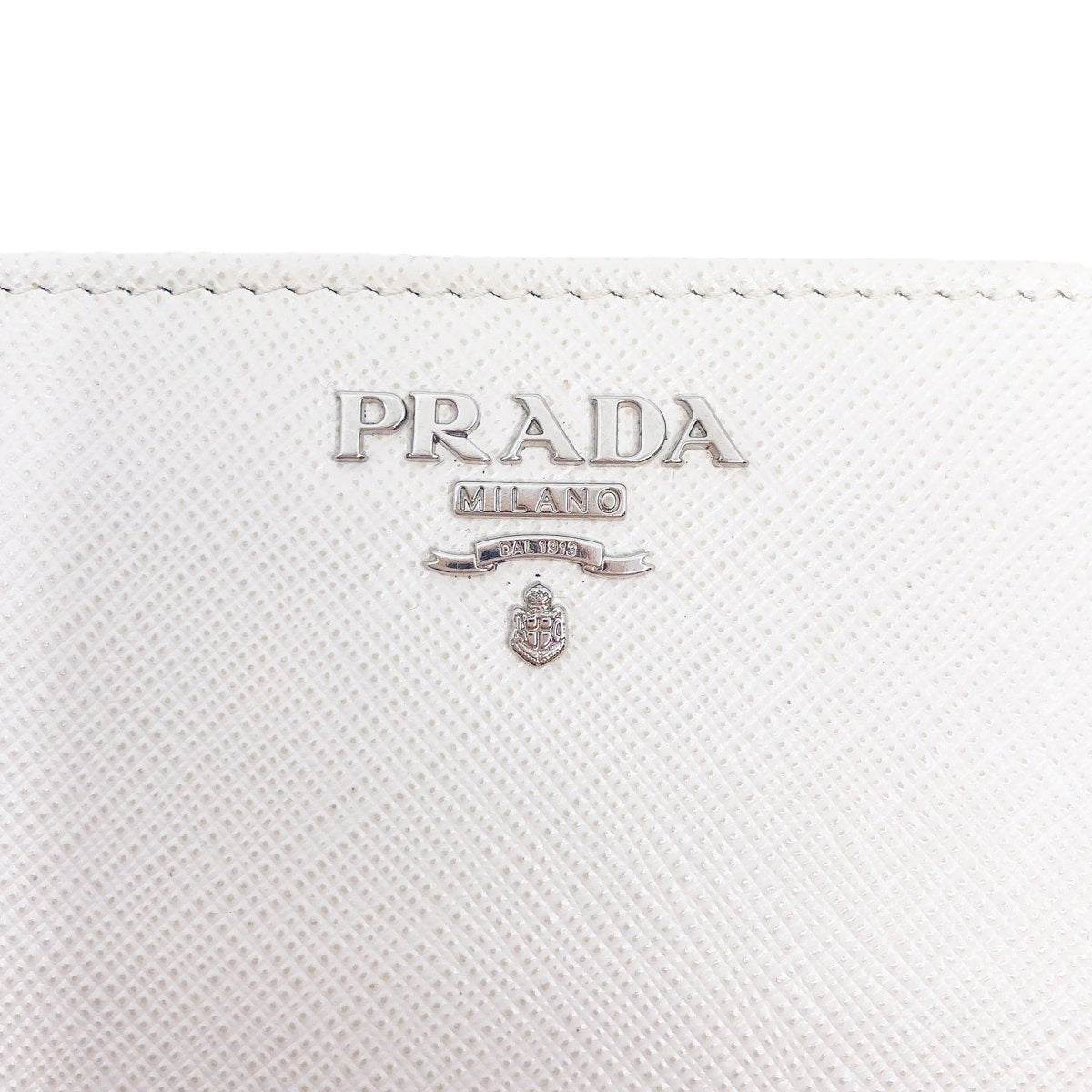 Prada Womens White Leather Zip Black Interior Saffiano Wallet 1ML225
