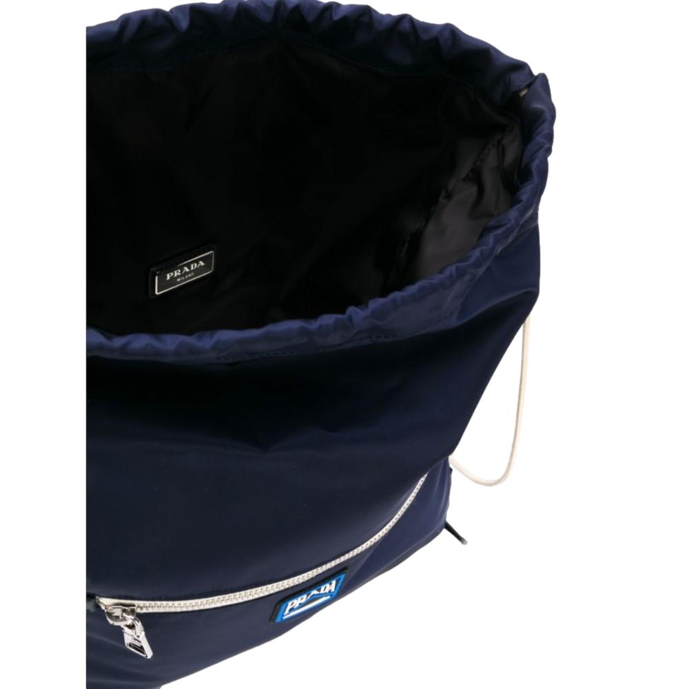 Prada Zaino Navy Tessuto Nylon Drawstring Backpack 2VZ030