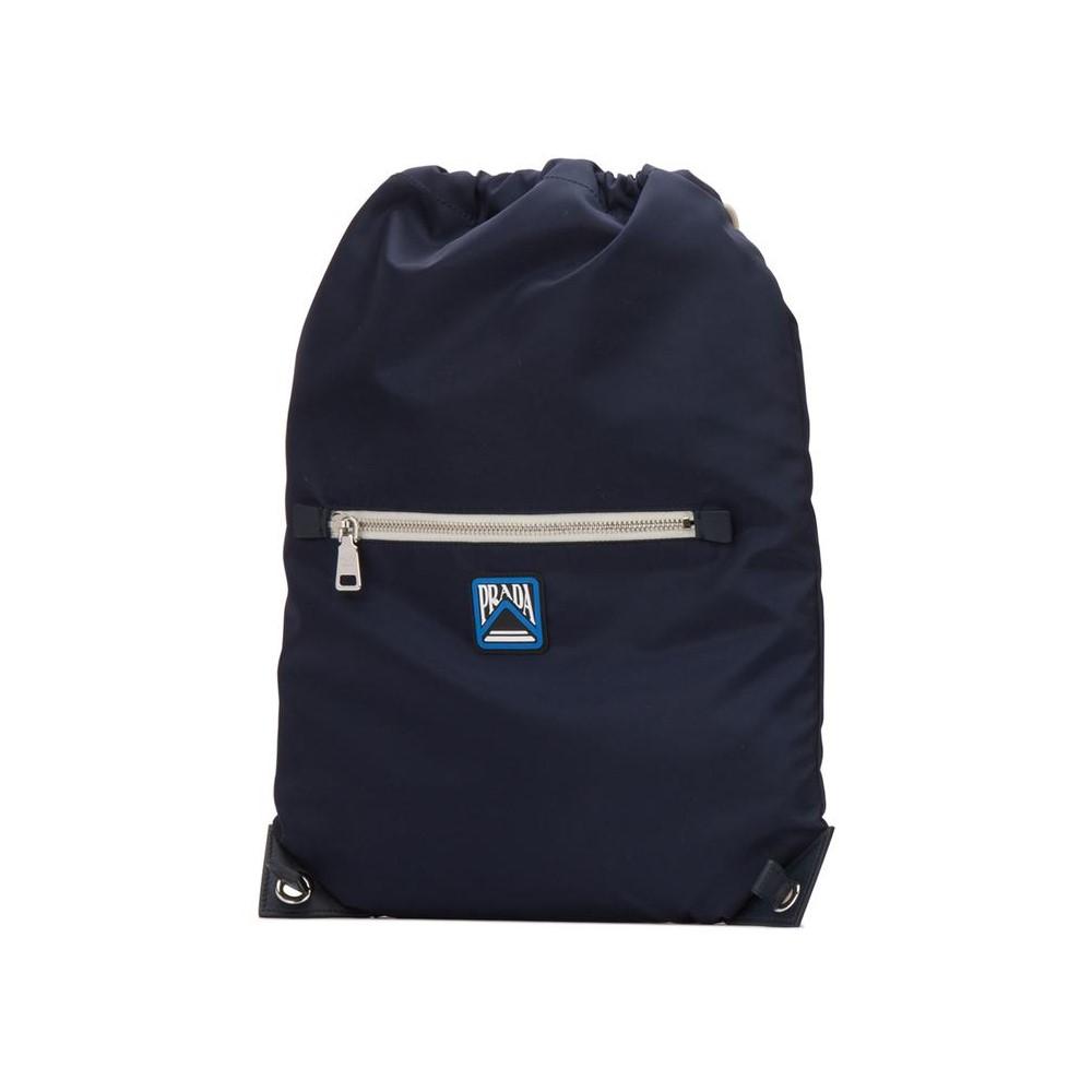 Prada Zaino Navy Tessuto Nylon Drawstring Backpack 2VZ030