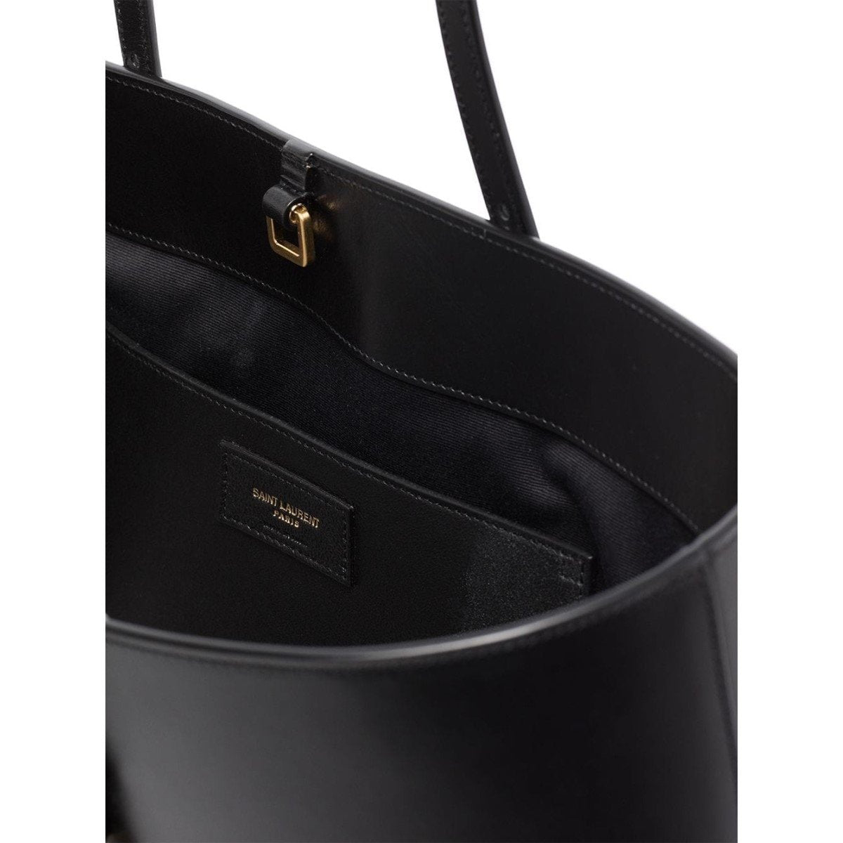 Saint Laurent Boucle Raffia Black Leather Tote 608962