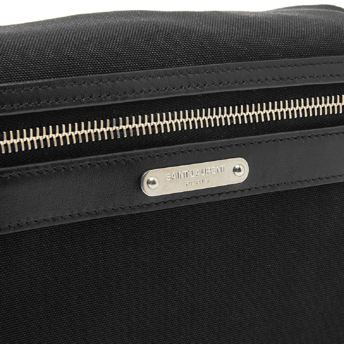 Saint Laurent City Unisex Belt Bag Black Canvas Leather Trim 505973