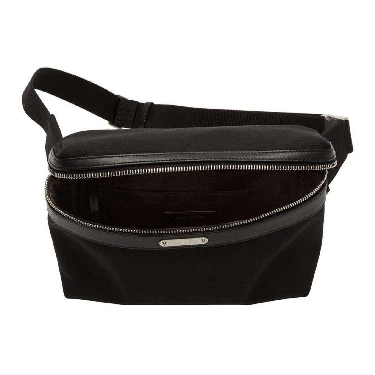 Saint Laurent City Unisex Belt Bag Black Canvas Leather Trim 505973