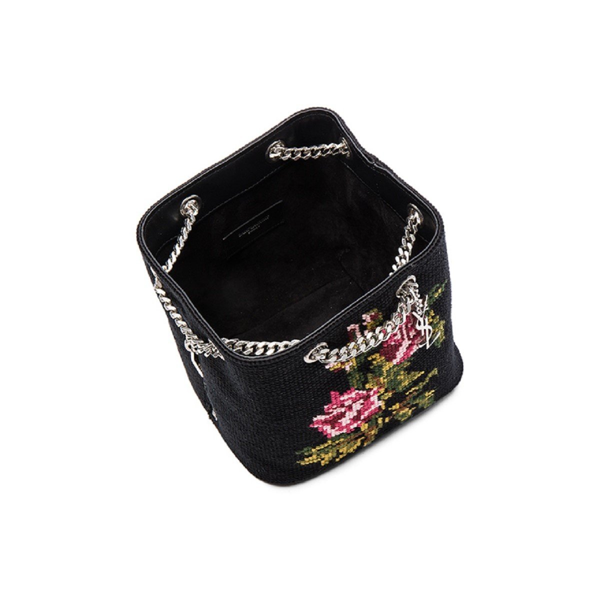 Saint Laurent Emmanuelle Bucket Bag Grunge Rose Needlepoint 425068