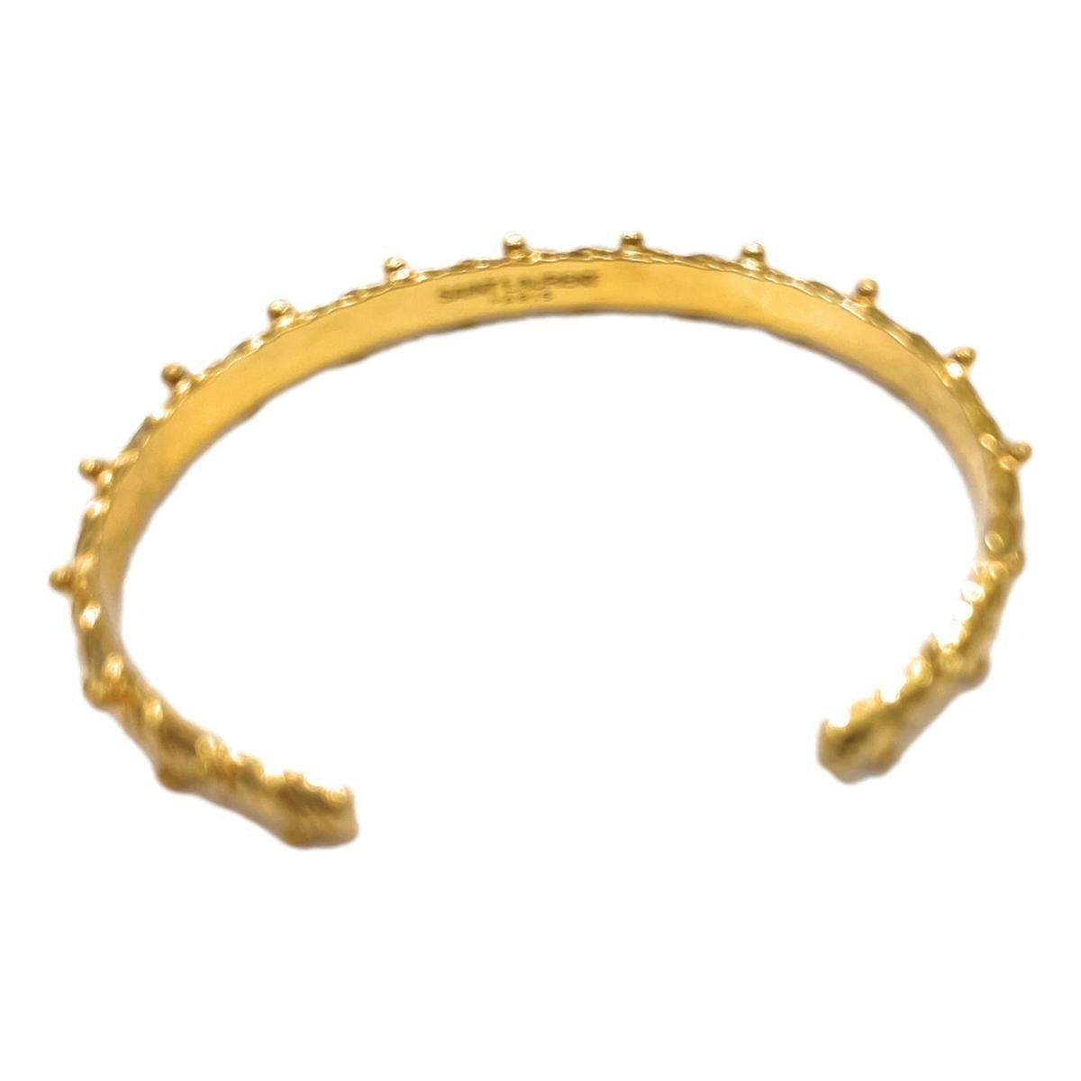 Saint Laurent Gold Satin Jonc Fin Cuff Bracelet 583414