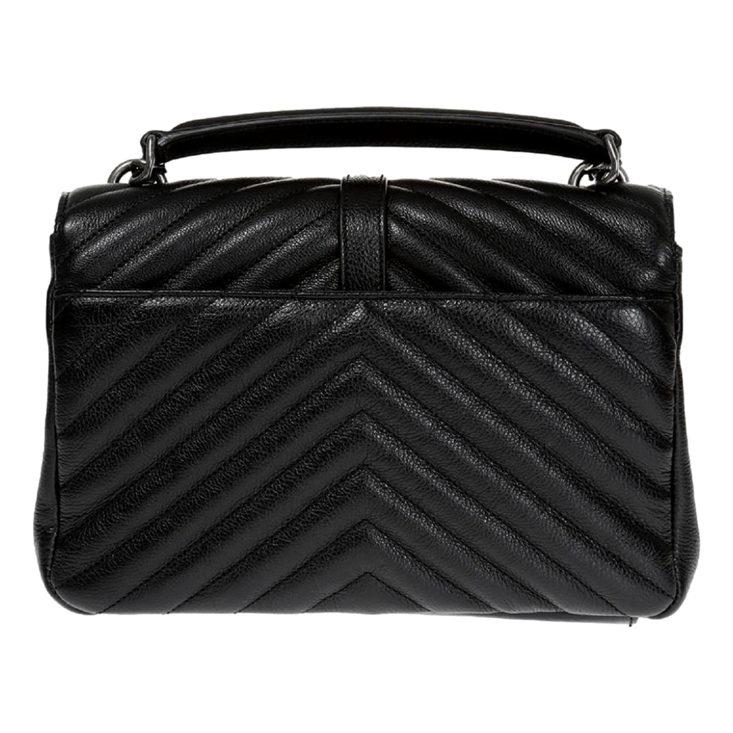 Saint Laurent Grain de Poudre Y Quilted Monogram Small Loulou Chain Satchel Black