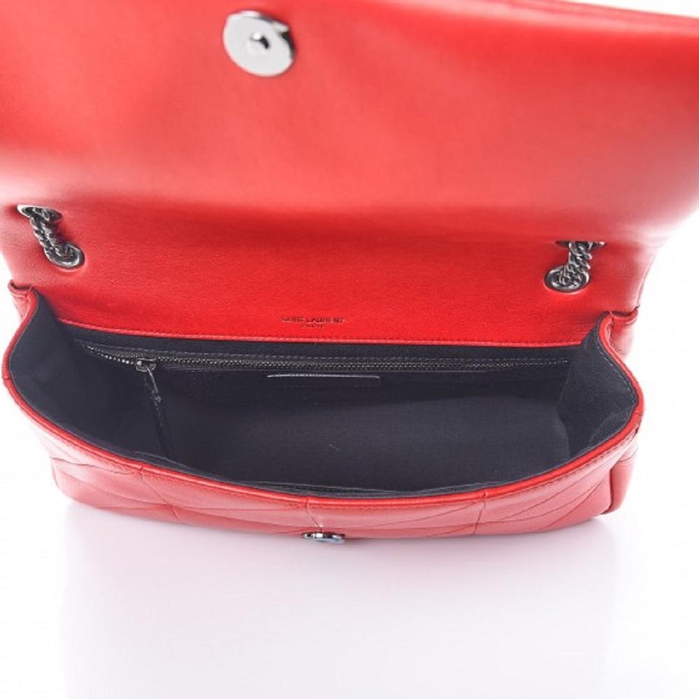 Saint Laurent Jamie Monogram "Carré Rive Gauche Red Lambskin Leather 515821