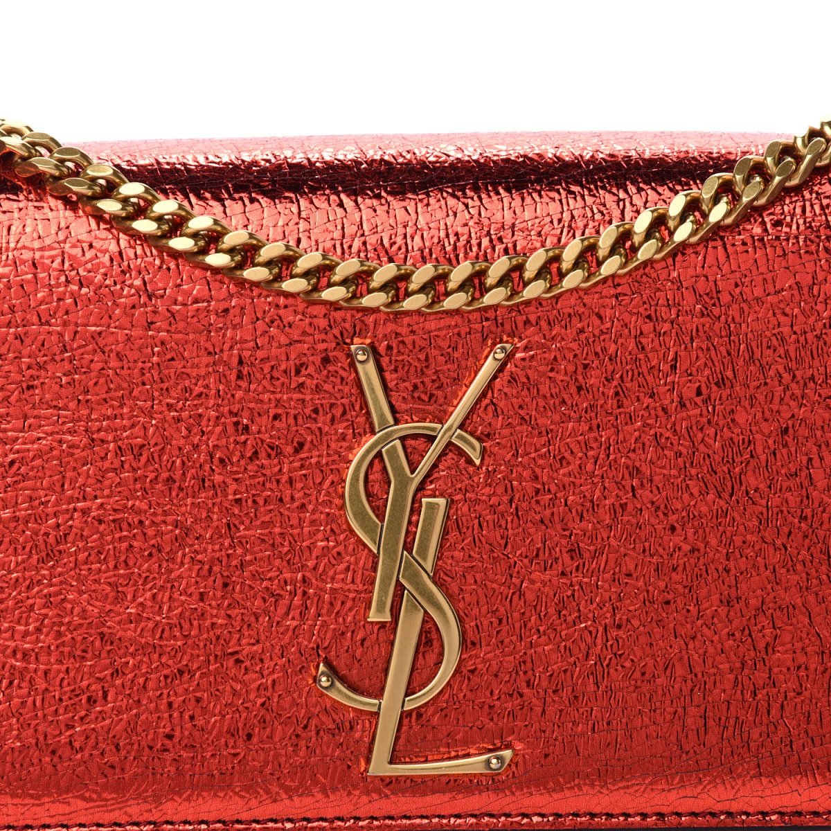 Saint Laurent Kate Monogramme Red Metallic Leather Crossbody Bag 469390