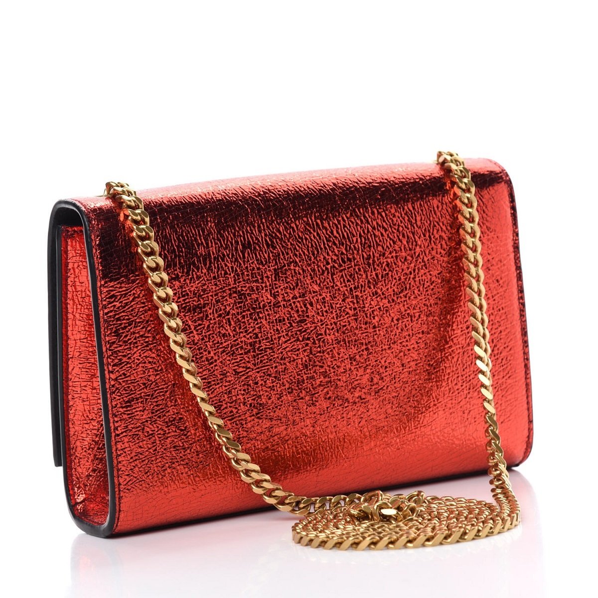 Saint Laurent Kate Monogramme Red Metallic Leather Crossbody Bag 469390