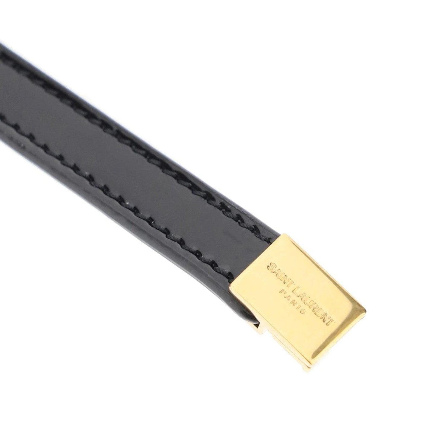 Saint Laurent Opyum Black Patent Leather Double Wrap Bracelet