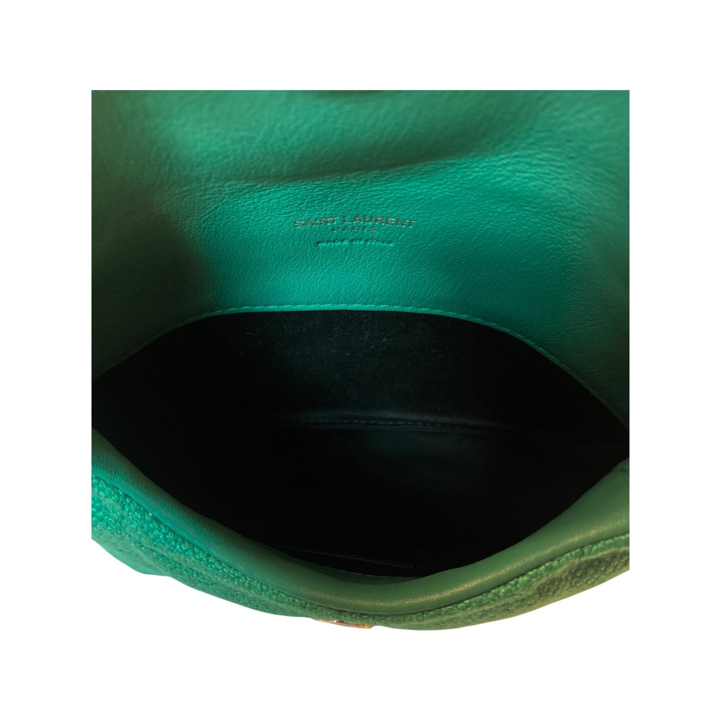 Saint Laurent Puffer Green Canvas Clutch and Card Holder