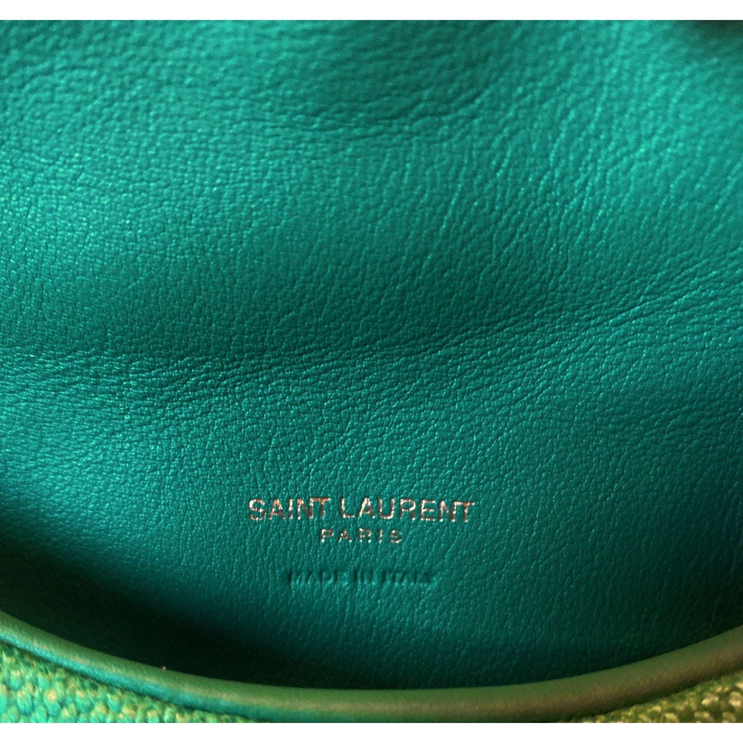 Saint Laurent Puffer Green Canvas Clutch and Card Holder