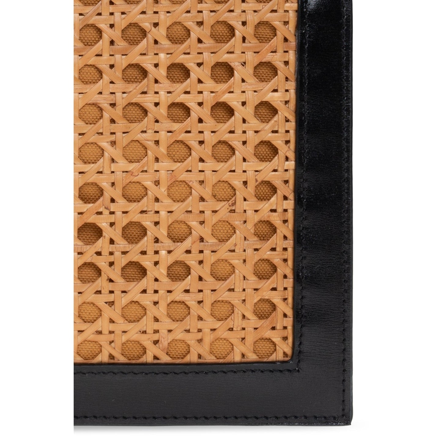 Saint Laurent Rattan Black Leather Pouch Clutch Bag 635098