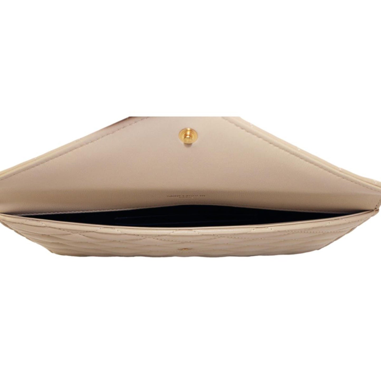 Saint Laurent Sade Logo Beige Leather Quilted Pouch Clutch Bag