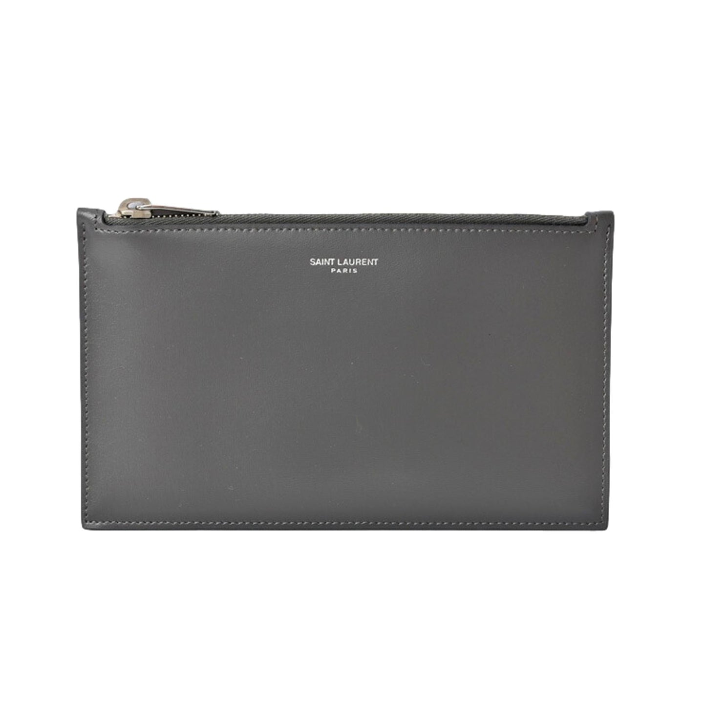 Saint Laurent Storm Grey Calfskin Leather Small Pouch Clutch Bag 635097
