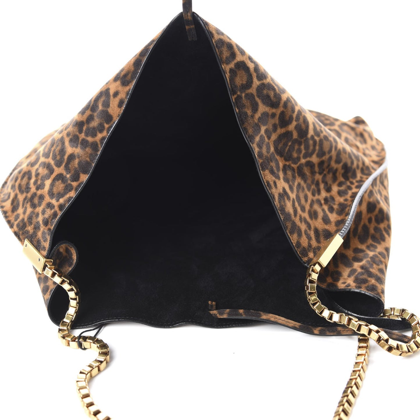 Saint Laurent Suede Leopard Print Medium Suzanne Hobo Natural 6348041