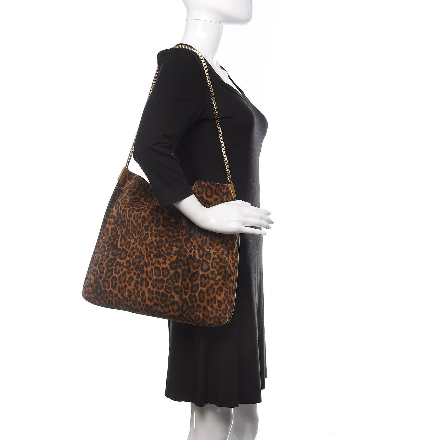 Saint Laurent Suede Leopard Print Medium Suzanne Hobo Natural 6348041