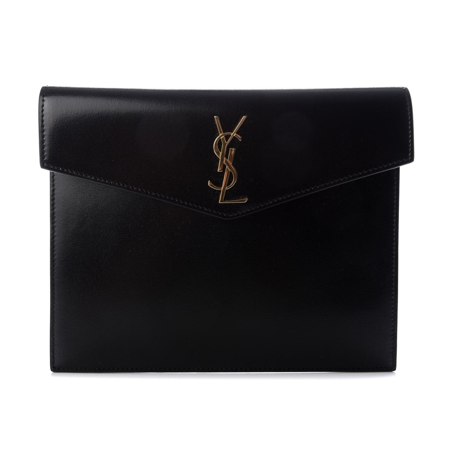 Saint Laurent Uptown Black Leather Shiny Monogram Small Pouch 565733