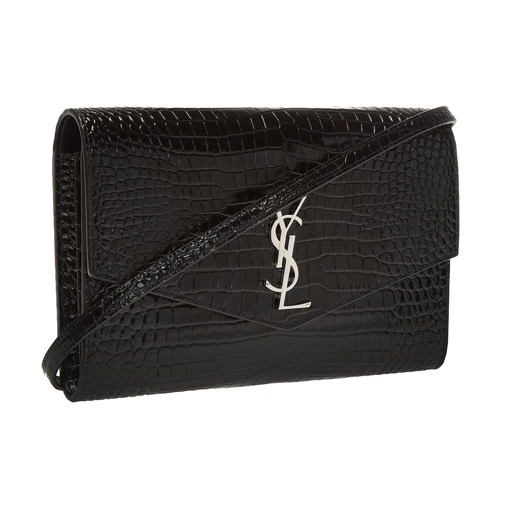 Saint Laurent Uptown Crocodile Embossed Leather Shoulder Bag 626675