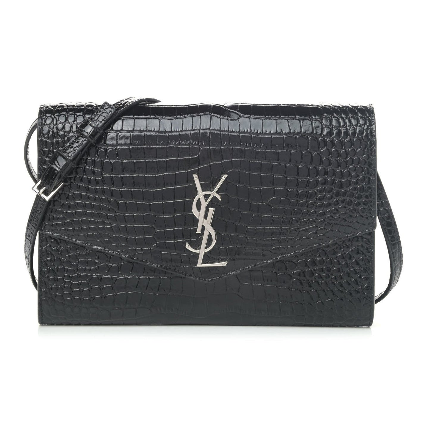 Saint Laurent Uptown Crocodile Embossed Leather Shoulder Bag 626675