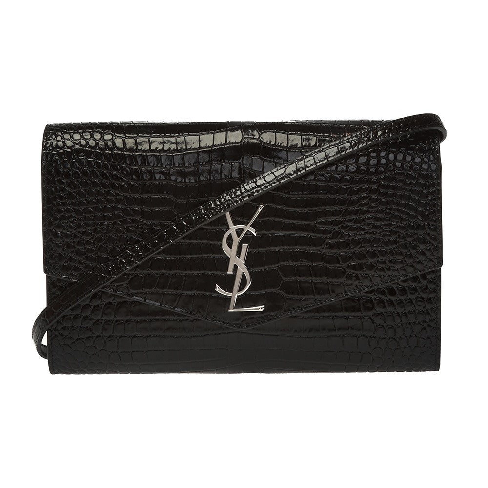 Saint Laurent Uptown Crocodile Embossed Leather Shoulder Bag 626675