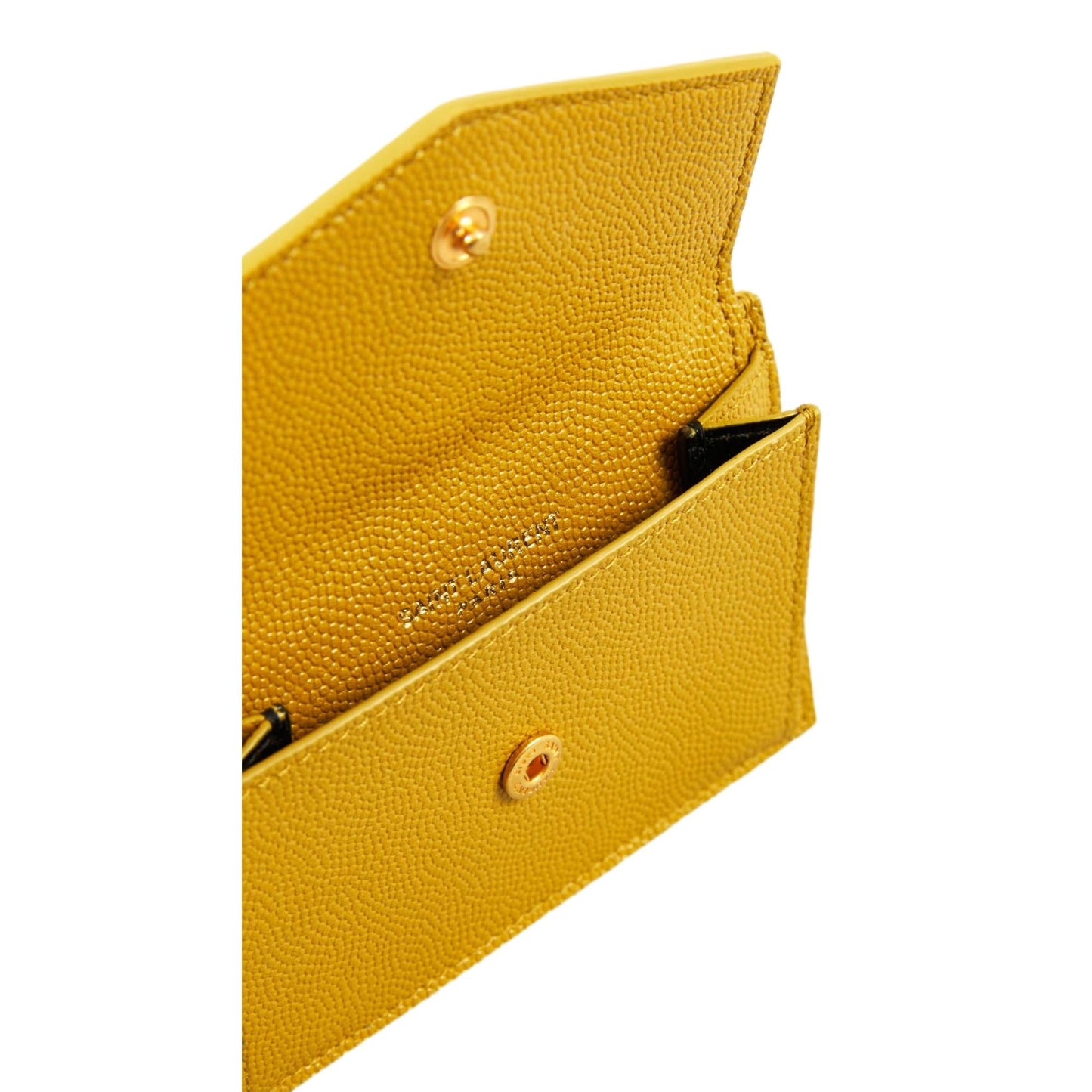 Saint Laurent Uptown Yellow Grain Leather Card Holder Wallet