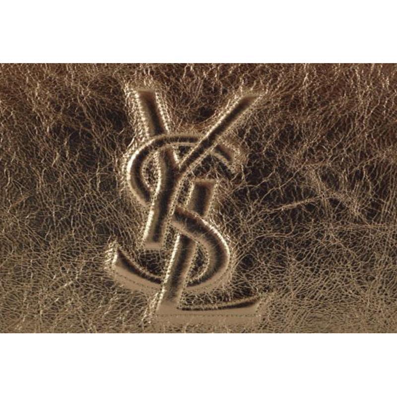 Saint Laurent YSL Belle de Jour Large Metallic Gold Leather Clutch Bag 568937