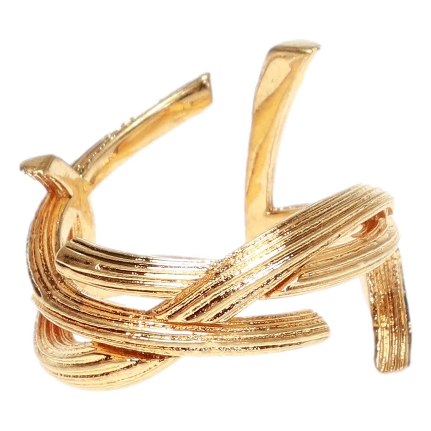 Saint Laurent YSL Monogram Gold Brass Ring