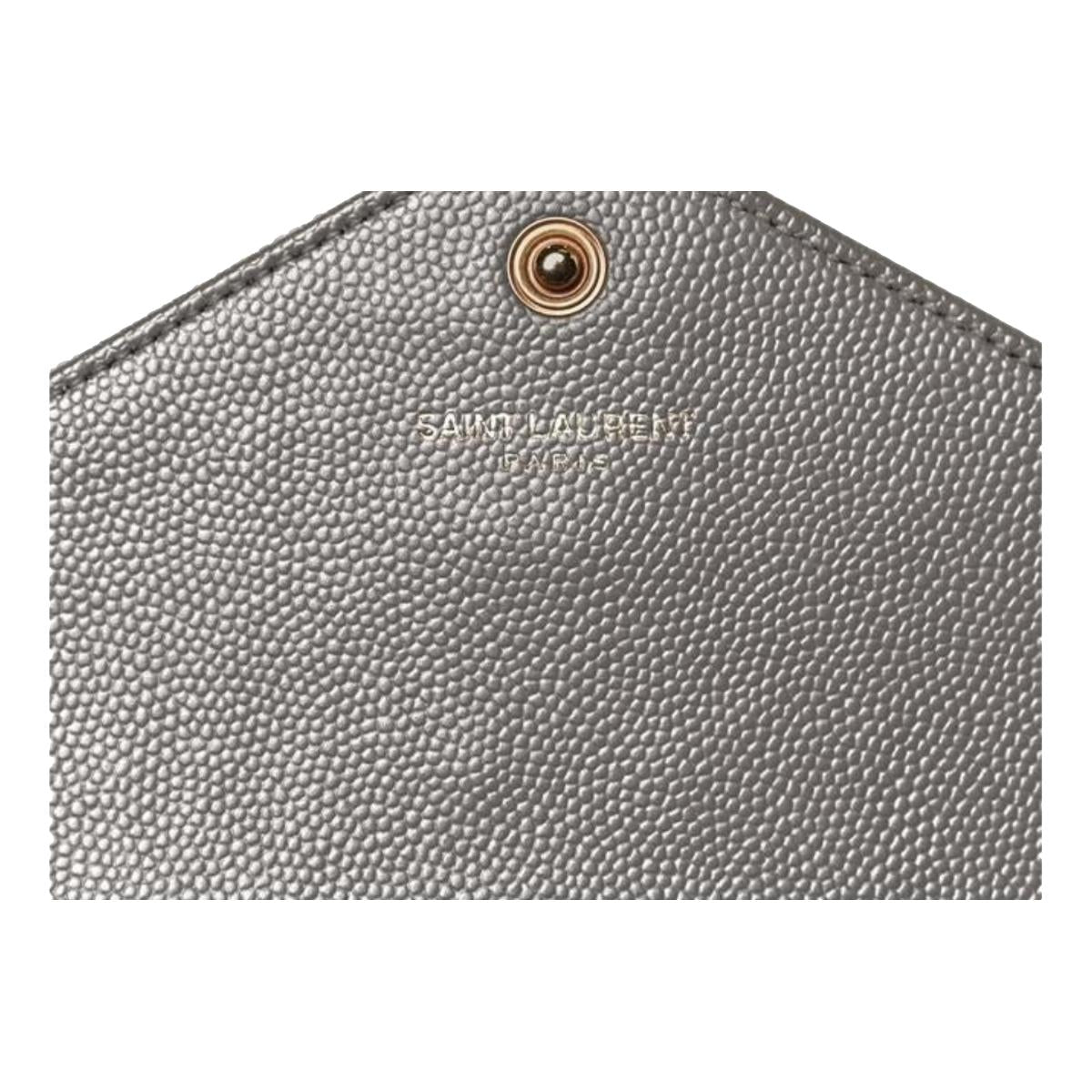 Saint Laurent YSL Pebble Gray Quilted Leather Monogram Crossbody 377828