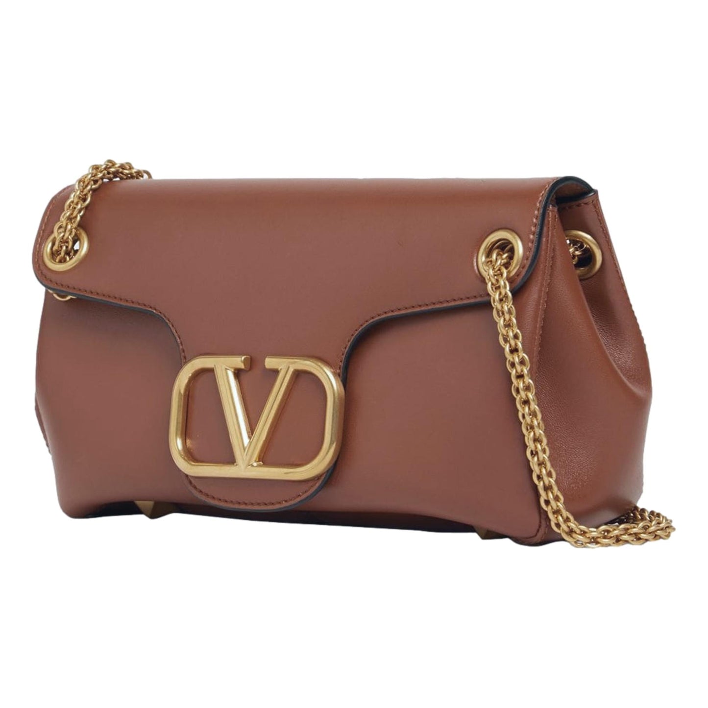 Valentino Garavani Stud Sign V Logo Brown Crossbody Bag