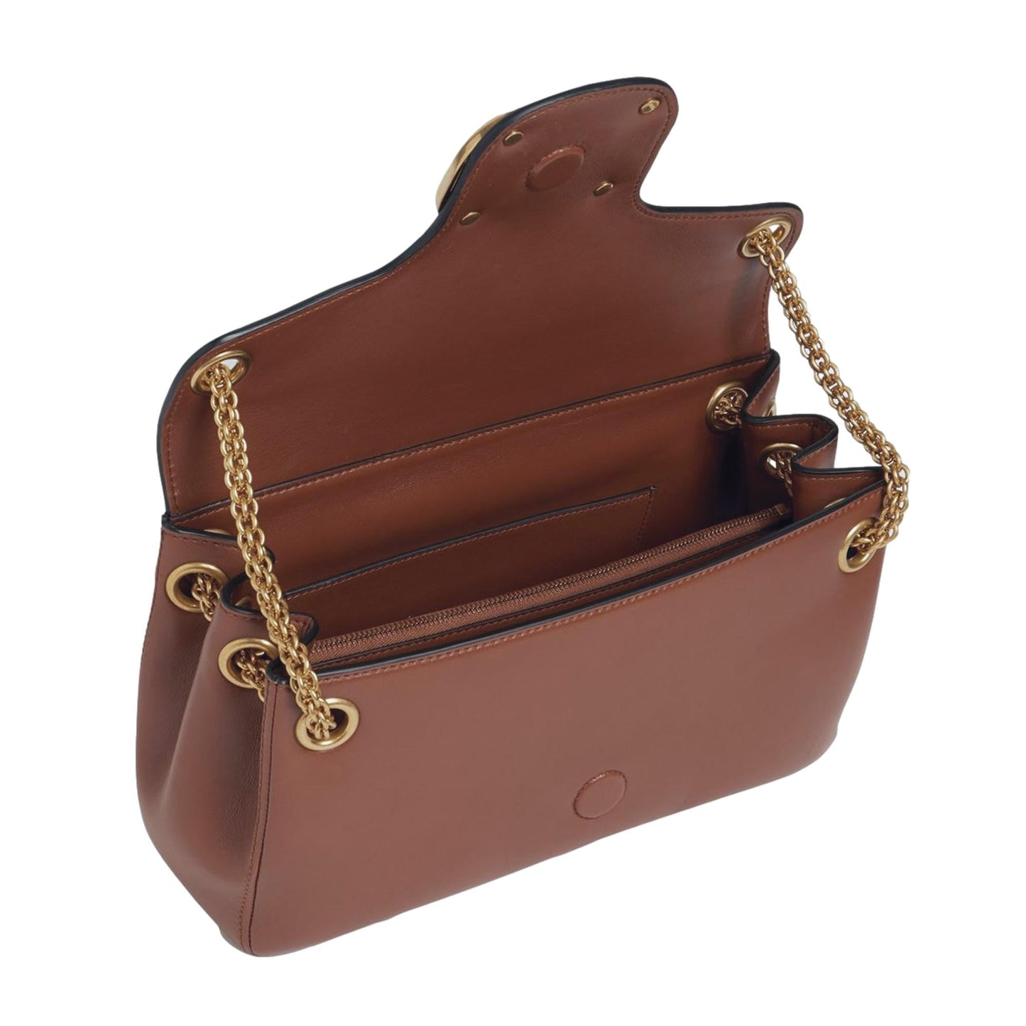 Valentino Garavani Stud Sign V Logo Brown Crossbody Bag