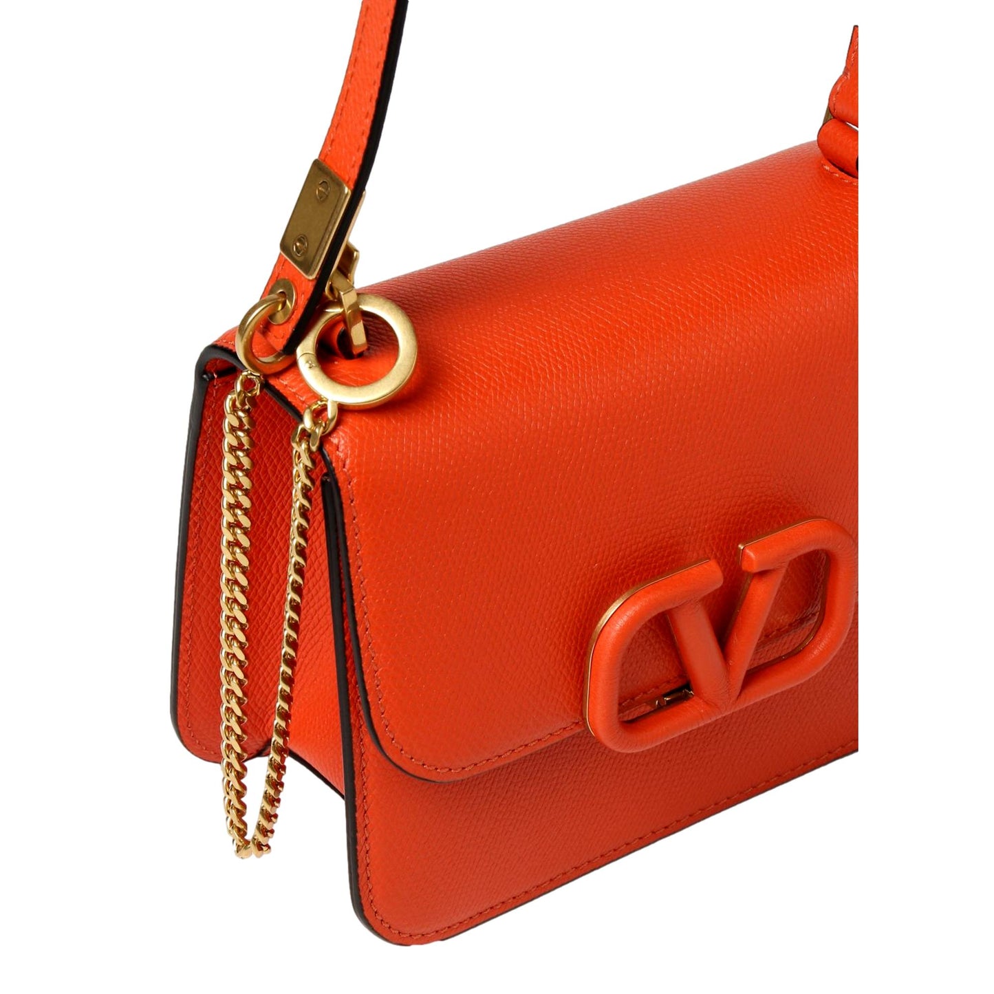 Valentino Garavani VSling 2 Way Orange Leather Crossbody Bag