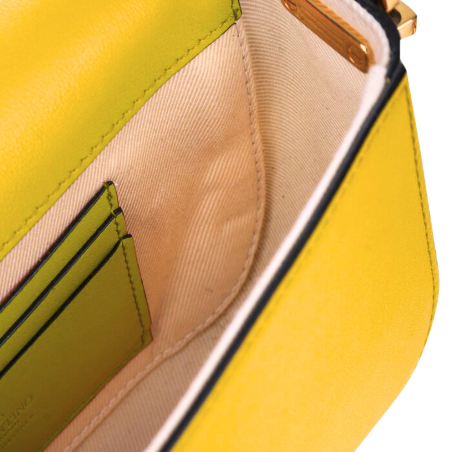 Valentino Garavani VLogo Walk Small Crossbody Bag Yellow Calf Leather