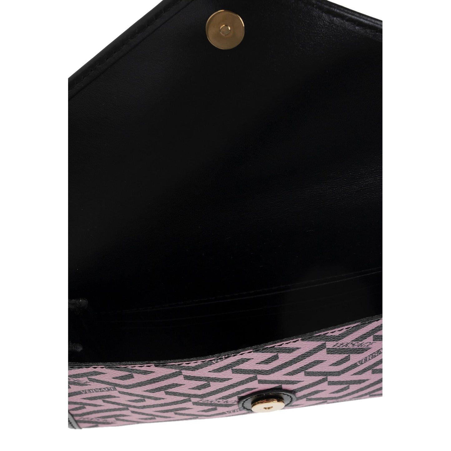 Versace La Greca Signature Canvas Pink and Black Crossbody Clutch Bag