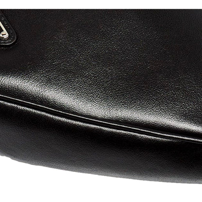 Prada Grace Triangle Leather Pouch Clutch Bag with Embossed Logo Nero Black