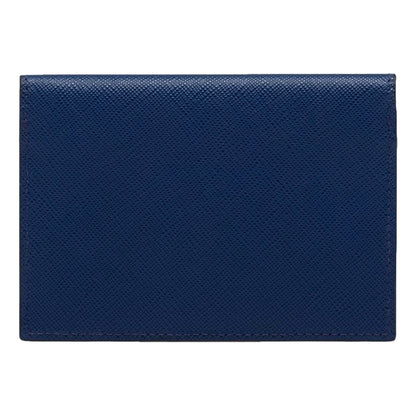 Prada Triangle Logo Card Holder Saffiano Wallet Bluette Blue