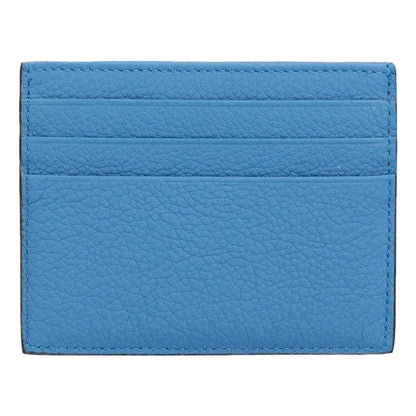 Fendi Signature Fiordaliso Blue Grained Leather Card Case Wallet