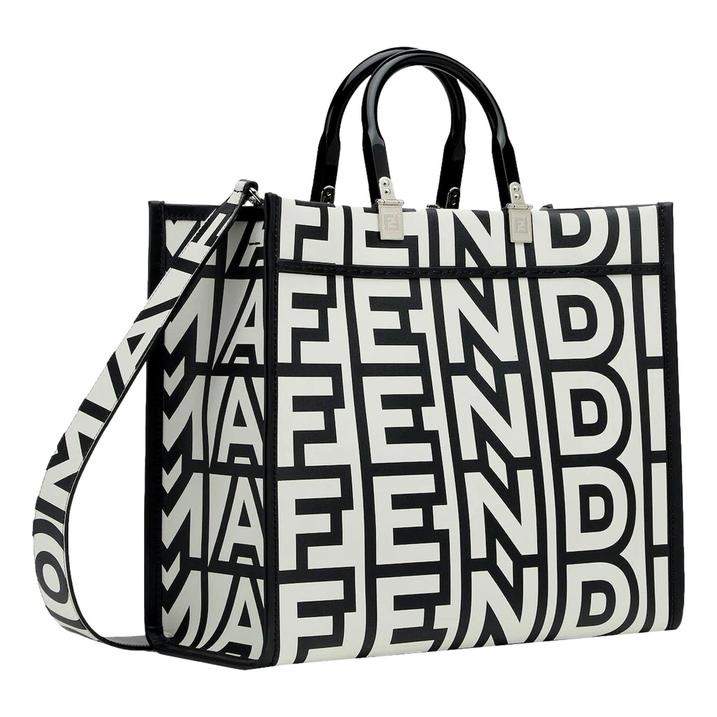 Fendi by Marc Jacobs Sunshine Black White Leather Shopping Bag Tote