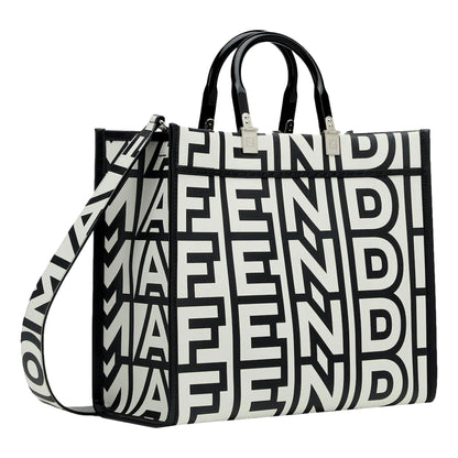 Fendi by Marc Jacobs Sunshine Black White Leather Shopping Bag Tote