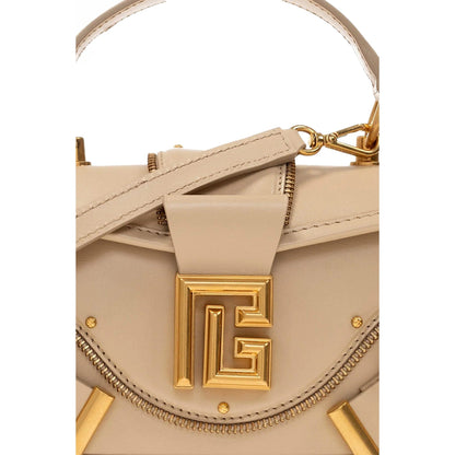 Balmain Blaze Beige Calf Leather Baguette Top Handle Crossbody Bag