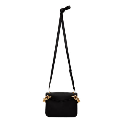 Bottega Veneta Calfskin Mount Envelope Crossbody Bag Black and Gold
