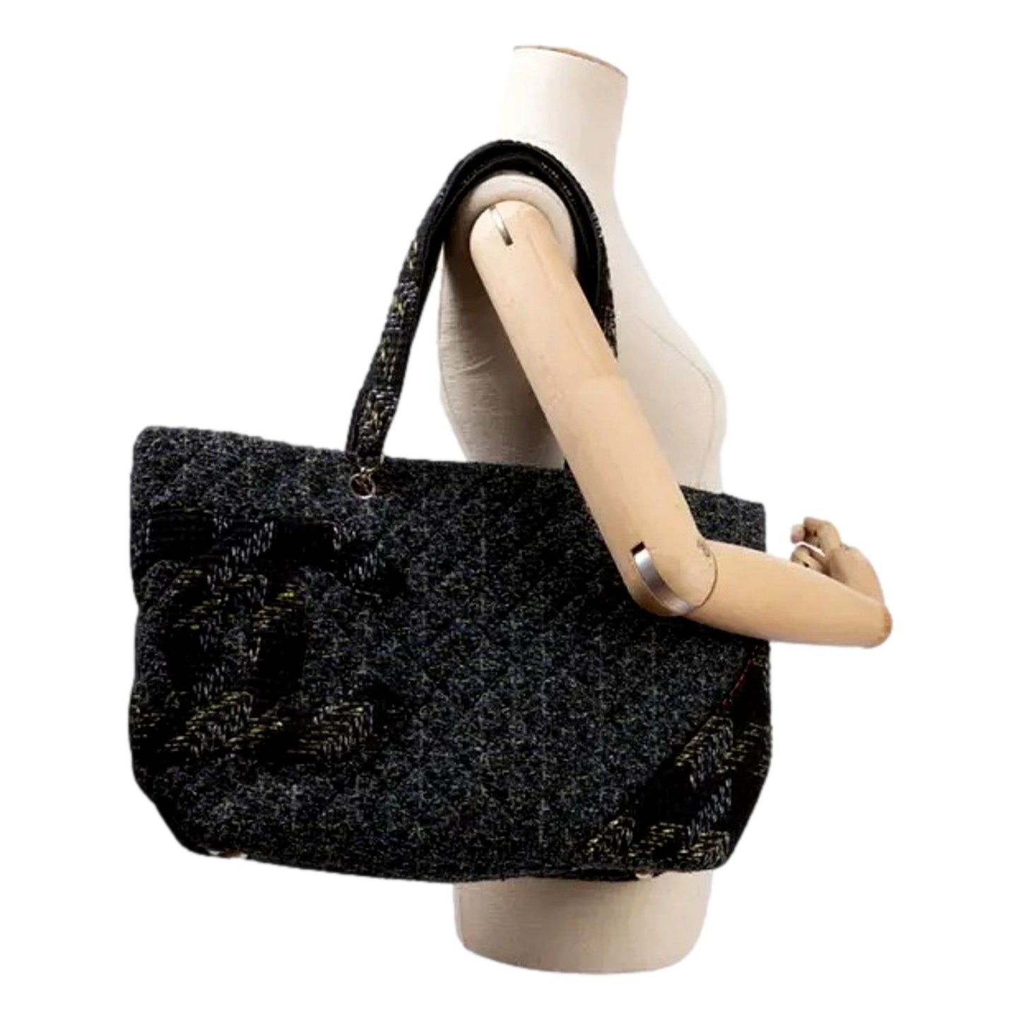 Chanel Vintage Tweed Ligne Cambon Tote 2004 Collection By Karl Lagerfeld